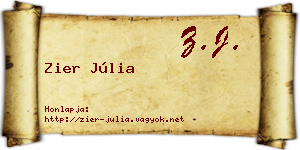 Zier Júlia névjegykártya