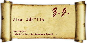 Zier Júlia névjegykártya